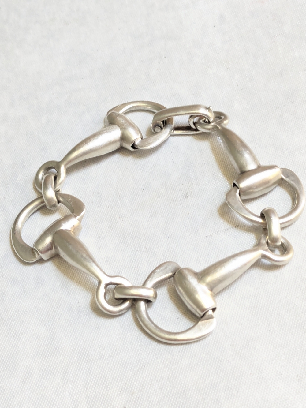 Vintage Taxco Sterling Silver Equestrian Bracelet 7" Horsebit Stirrup Mexico